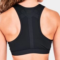 Nike Women's Dri-FIT Swoosh Air Force 1 Medium-Support Laced Sports Bra Black / Black -Sports Fashion Clothing Store dd1432010 w nk swoosh af1 brablackblack F