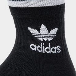 Adidas Mid Cut Crew Socks Black / White -Sports Fashion Clothing Store gd3576 mid cut crw sck 3