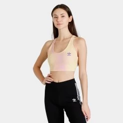 Adidas Originals Women’s Allover Print Bra Top Bliss Lilac / Almost Yellow