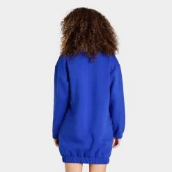 Adidas Women's Sportswear Half Zip Sweat Dress / Semi Lucid Blue -Sports Fashion Clothing Store hm2894 sprtswr halfzip sweat dress C