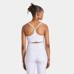 Pink Soda Sport Women’s Gingham Sports Bra Pastel Lilac / Optic White -Sports Fashion Clothing Store psstw11478lil gingham bra C