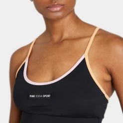 Pink Soda Sport Women’s Rey Pop Sports Bra Black / Peach Cobbler - Sweet Lilac -Sports Fashion Clothing Store psstw11488blk rey pop bra D