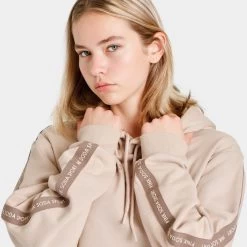 Pink Soda Sport Women's Aura Tape Pullover Hoodie Brown Lentil / Doeskin -Sports Fashion Clothing Store psstw11503 aura tape hoodie B