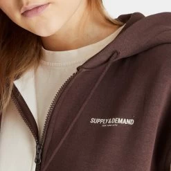 Supply & Demand Women's Splice Full Zip Hoodie White Sand / French Toast -Sports Fashion Clothing Store suptw16030 splice fz hoodie D