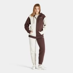 Supply & Demand Women's Splice Full Zip Hoodie White Sand / French Toast -Sports Fashion Clothing Store suptw16030 splice fz hoodie E