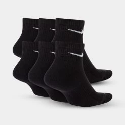 Nike Everyday Plus Cushioned Training Ankle Socks (6 Pack) Black / White -Sports Fashion Clothing Store sx6899010 evryd plus cshn qrt sockblkwh 2