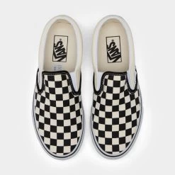Vans Classic Slip-On Checkerboard Black / White -Sports Fashion Clothing Store vn000eyebww vans classic slip on blk wht chckerboard wht 4
