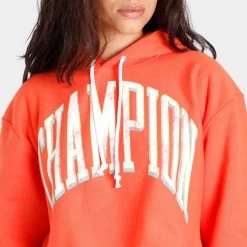 Champion Women’s Yarn-Dyed Reverse Weave Cropped Pullover Hoodie / Poppy Orange -Sports Fashion Clothing Store wl5999586q9ab1 yrndyed rvrse weave crp hoodie D