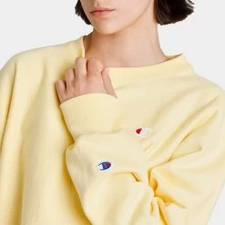Champion Women’s Reverse Weave Cropped Cut-Off Crew Sweatshirt / Buttered Popcorn -Sports Fashion Clothing Store wl827c5u champion womens fleece crew yellow D